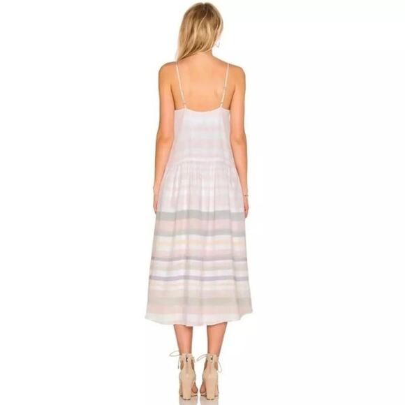 Mara Hoffman 100% Organic Linen Pink Striped Midi Dress Size 8 Sleeveless - Picture 4 of 9